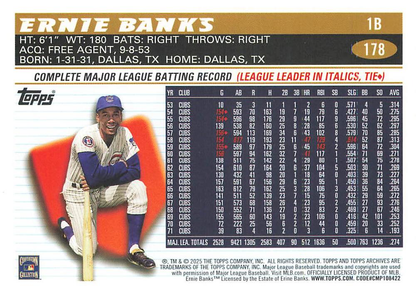 2025 Topps Archives Ernie Banks #178 Chicago Cubs