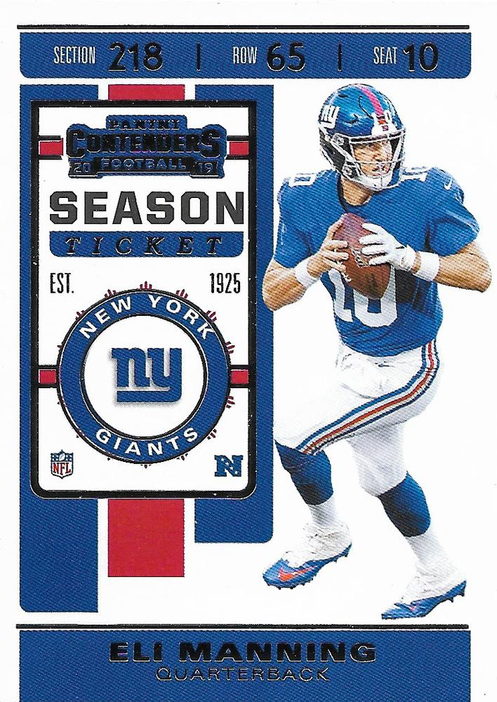 2019 Panini Contenders Eli Manning #51 New York Giants