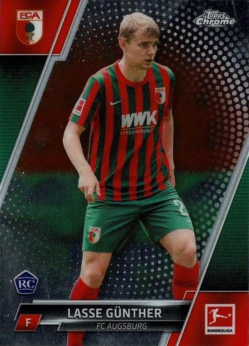 2021 Topps Chrome Bundesliga Lasse Gunther RC #5 FC Augsburg