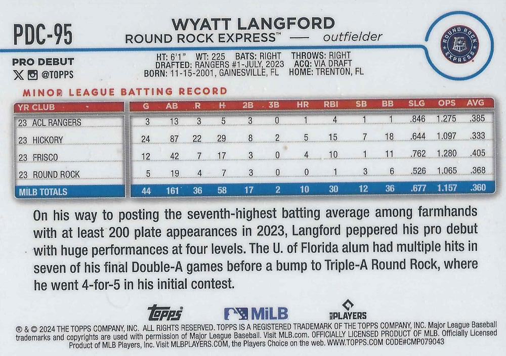 2024 Topps Pro Debut Chrome X-Fractor Wyatt Langford #PDC-95 Round Rock Express