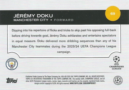 2024 Topps UCC Jérémy Doku #69 Manchester City