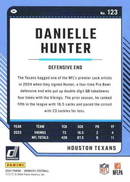 2024 Panini Donruss Danielle Hunter Houston Texans #123