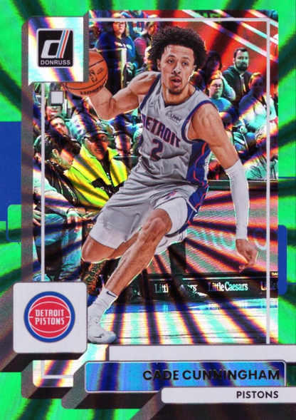 2022 Panini Donruss Holo Laser Green Cade Cunningham #41 Detroit Pistons