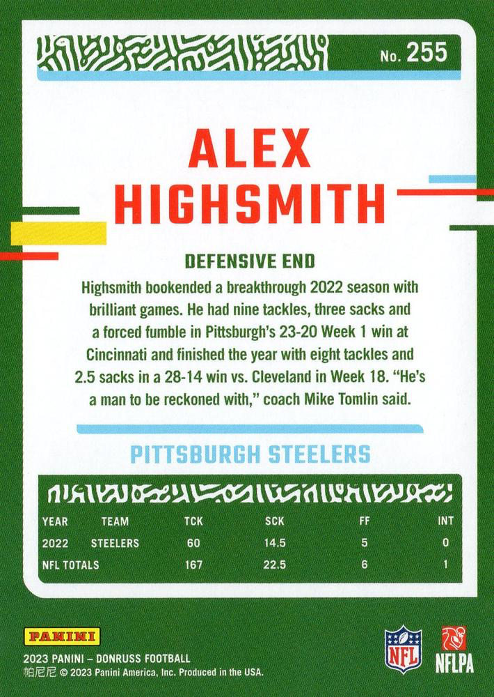 2023 Panini Donruss Alex Highsmith #255 Pittsburgh Steelers