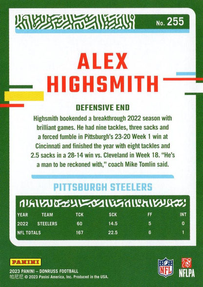 2023 Panini Donruss Alex Highsmith #255 Pittsburgh Steelers