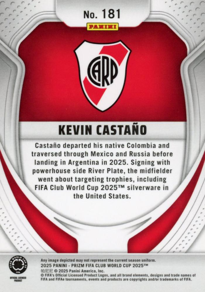 2025 Panini Prizm Club World Cup Kevin Castano RC #181 River Plate