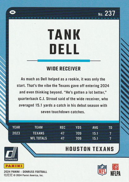 2024 Panini Donruss Tank Dell RC Houston Texans #237
