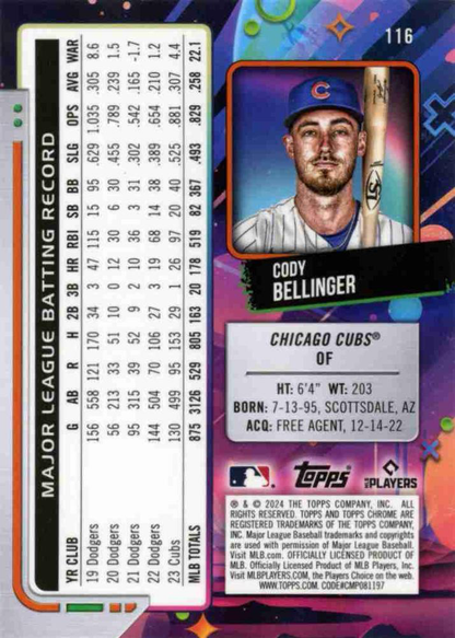 2024 Topps Cosmic Chrome Cody Bellinger Chicago Cubs #116