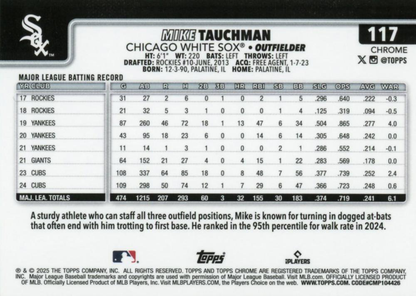 2025 Topps Chrome MLB Mike Tauchman #117 Chicago White Sox