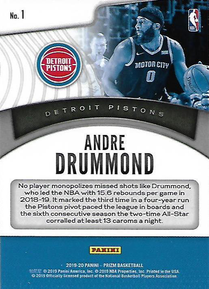 2019 Panini Prizm Dominance Andre Drummond #1 Detroit Pistons