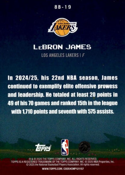 2025 Topps NBA 8-Bit Ballers LeBron James 8B-19 Los Angeles Lakers