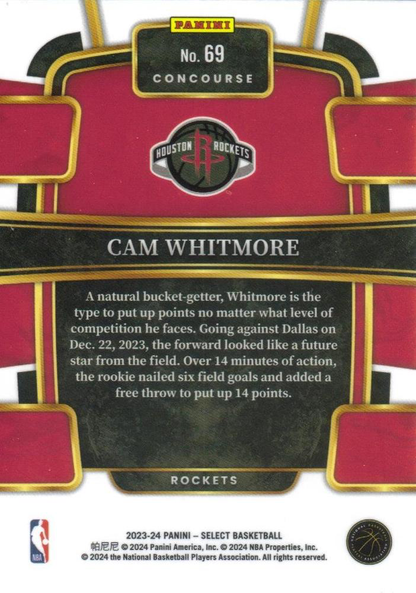 2023 Panini Select NBA Blue Cam Whitmore RC #69 Houston Rockets
