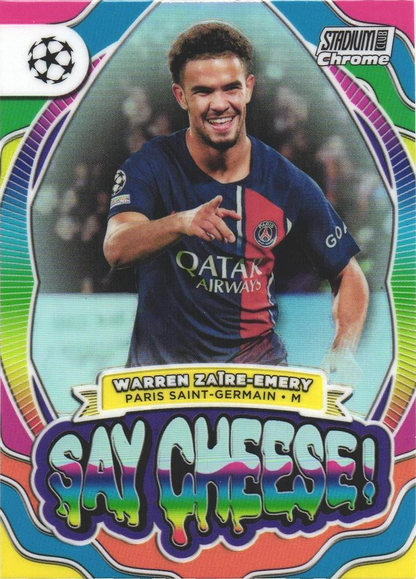 2023 Topps Stadium Club Chrome UCC Say Cheese Warren Zaïre-Emery SC-WZE Paris Saint-Germain