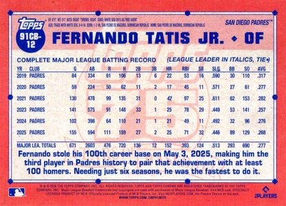 2026 Topps Chrome 1991 35th Fernando Tatis Jr. #91CB-12 San Diego Padres