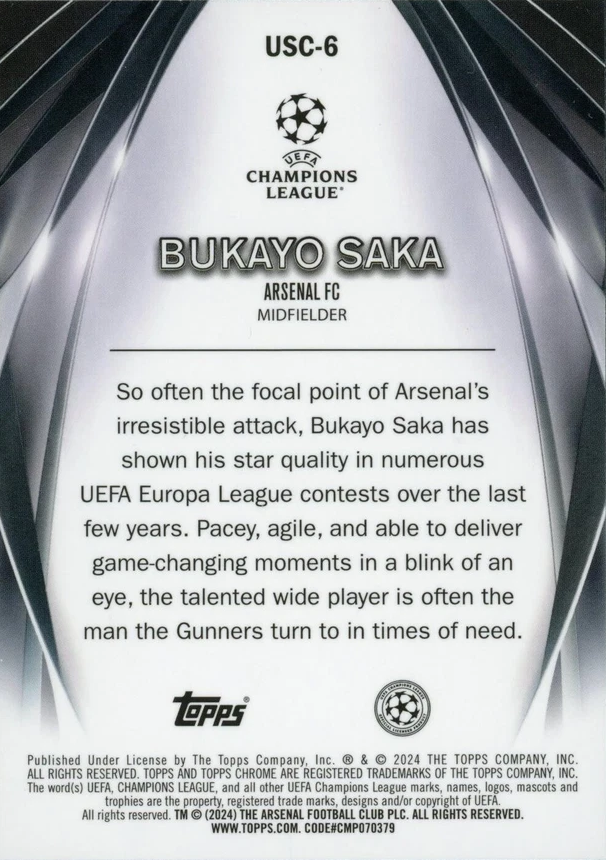 2023 Topps UCC Ultimate Stage Chrome Bukayo Saka USC-6 Arsenal FC