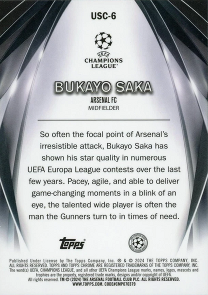 2023 Topps UCC Ultimate Stage Chrome Bukayo Saka USC-6 Arsenal FC