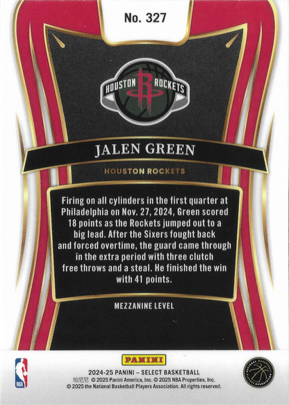 2024 Panini Select Jalen Green Mezzanine #327 Houston Rockets