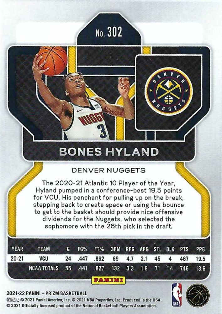 2021 Panini Prizm Bones Hyland RC #302 Denver Nuggets