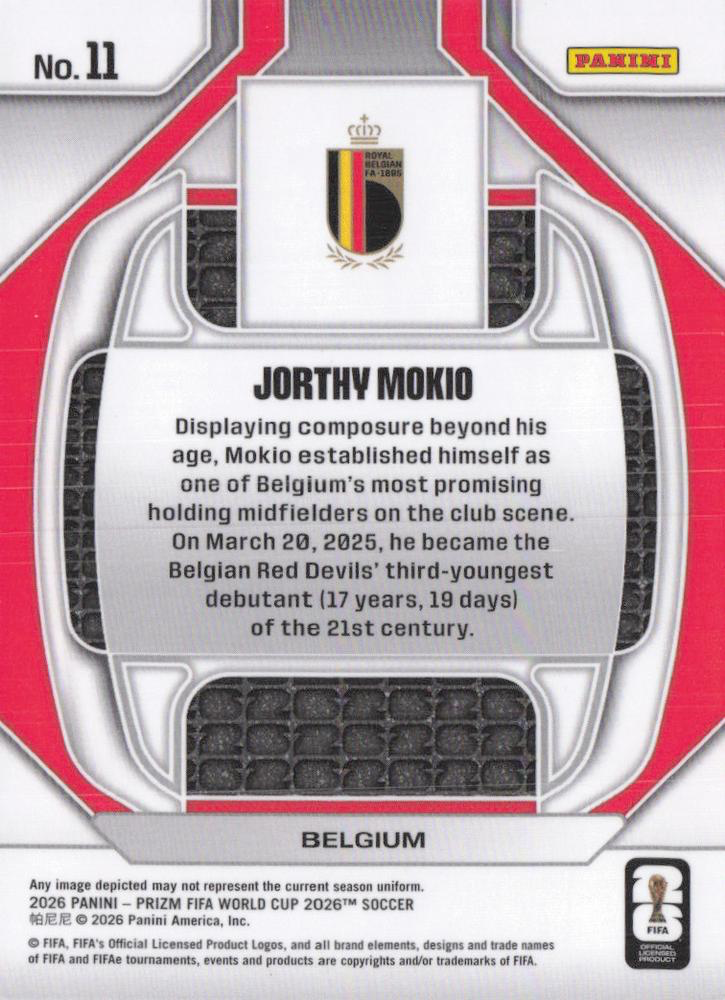 2026 Panini Prizm FIFA World Cup New Era Jorthy Mokio #11 Belgique