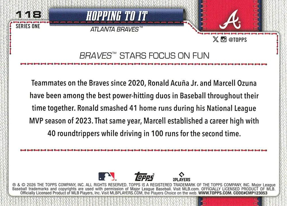 2026 Topps Series 1 Hopping to It #118 Atlanta Braves