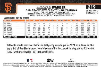 2025 Topps Series 1 LaMonte Wade Jr. San Francisco Giants #219