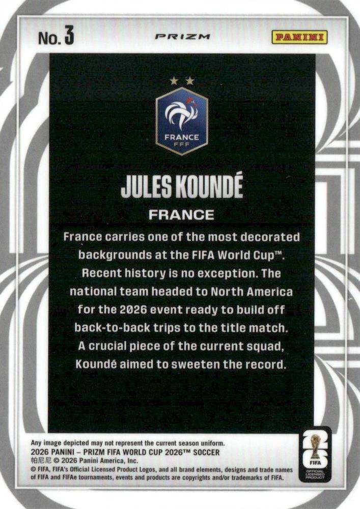 2026 Panini Prizm FIFA World Cup Screamers Jules Koundé #3 France