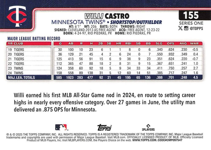 2025 Topps Series 1 Willi Castro Minnesota Twins #155