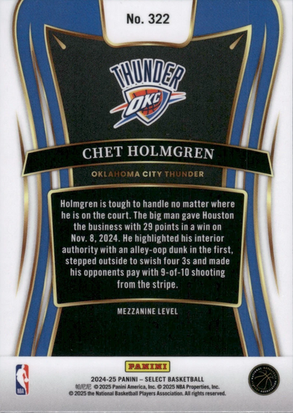 2024 Panini Select Chet Holmgren Mezzanine #322 Oklahoma City Thunder
