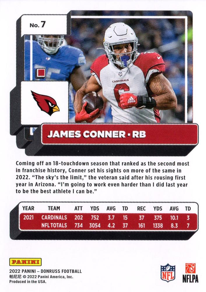 2022 Panini Donruss James Conner #7 Arizona Cardinals