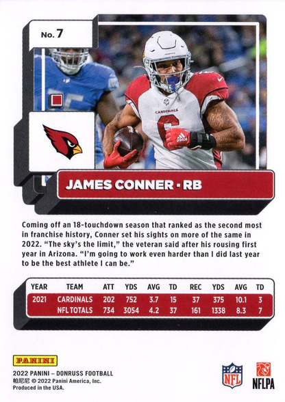 2022 Panini Donruss James Conner #7 Arizona Cardinals