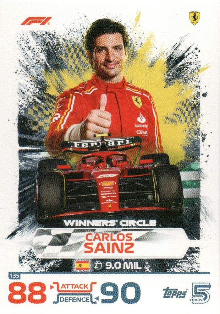 2024 Topps Turbo Attax F1 Carlos Sainz F1W #135 Scuderia Ferrari