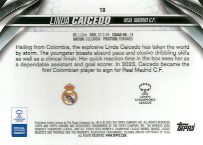 2023 Topps Chrome UCC Women's Linda Caicedo RC #18 Real Madrid Femenino