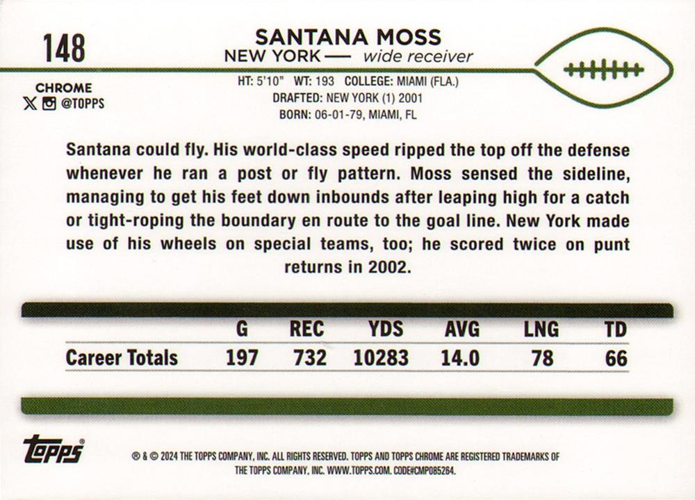 2024 Topps Chrome Football Santana Moss #148 New York Jets
