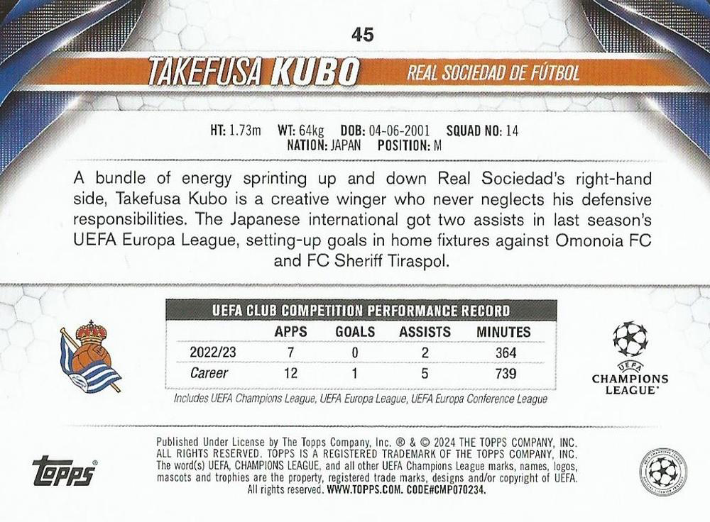 2023 Topps UCC Takefusa Kubo #45 Real Sociedad