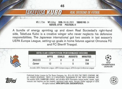 2023 Topps UCC Takefusa Kubo #45 Real Sociedad