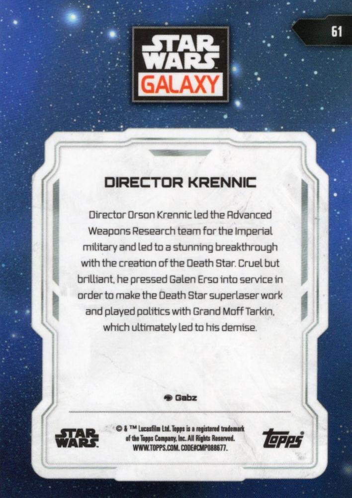 2024 Topps Chrome Star Wars Galaxy Director Krennic #61
