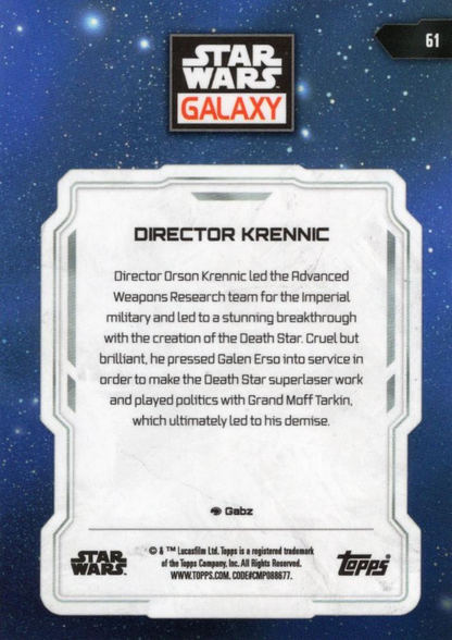 2024 Topps Chrome Star Wars Galaxy Director Krennic #61