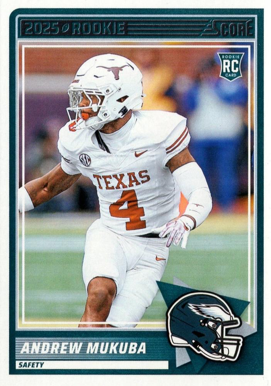 2025 Panini Score Andrew Mukuba RC #98 Philadelphia Eagles