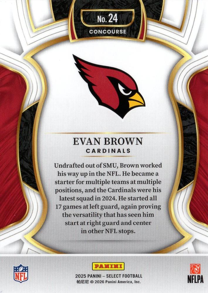 2025 Panini Select Evan Brown #24 Arizona Cardinals
