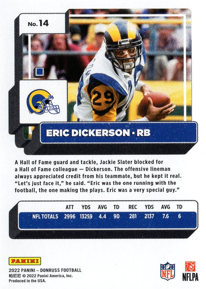 2022 Panini Donruss Eric Dickerson #14 Los Angeles Rams