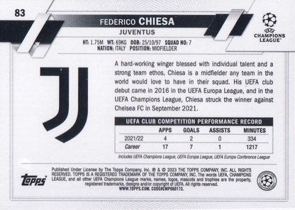2022 Topps Chrome UCC Federico Chiesa #83 Juventus