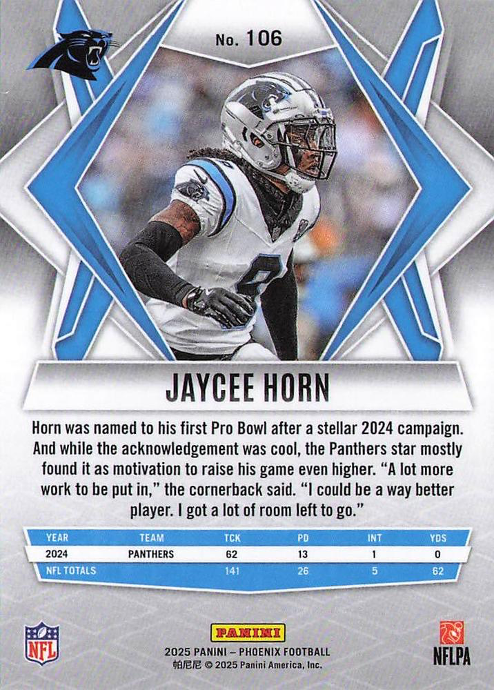 2025 Panini Phoenix Jaycee Horn #106 Carolina Panthers