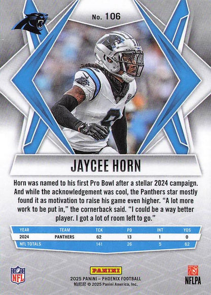 2025 Panini Phoenix Jaycee Horn #106 Carolina Panthers