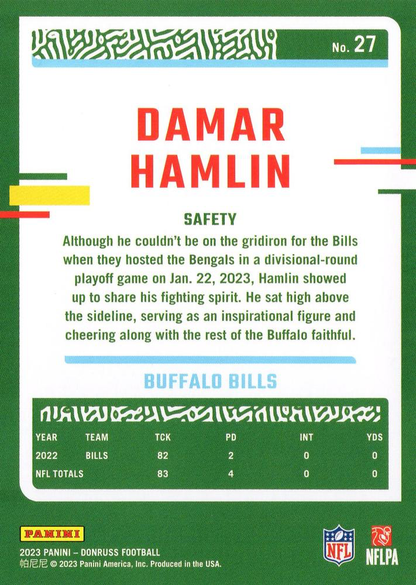 2023 Panini Donruss Damar Hamlin #27 Buffalo Bills
