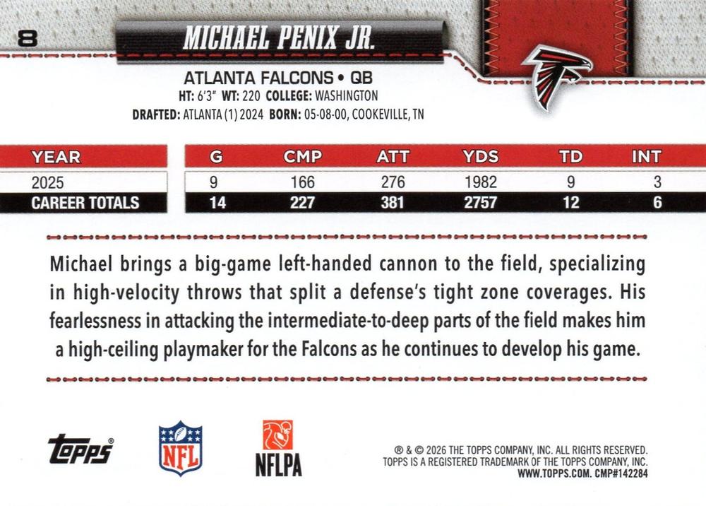 2026 Topps Flagship Michael Penix Jr. #8 Atlanta Falcons