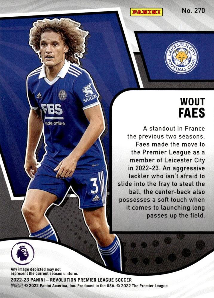 2022 Panini Revolution Premier League Wout Faes RC #270 Leicester City