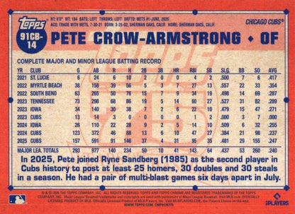 2026 Topps Chrome 1991 35th Pete Crow-Armstrong #91CB-14 Chicago Cubs