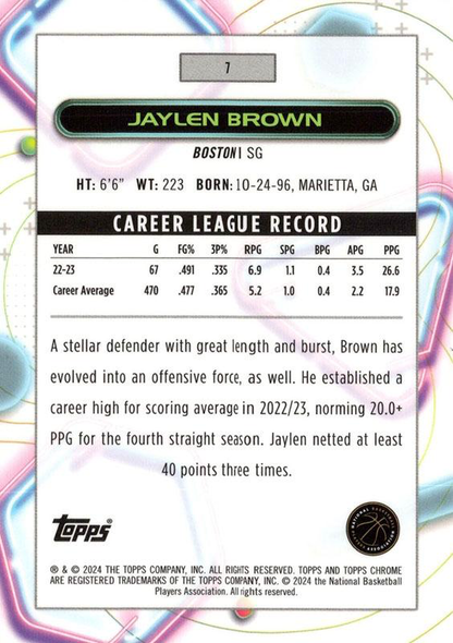 2023 Topps Chrome Cosmic Jaylen Brown #7 Boston Celtics