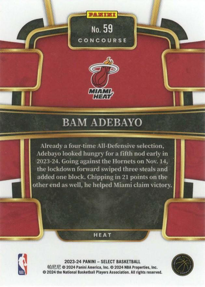 2023 Panini Select Bam Adebayo Blue #59 Miami Heat