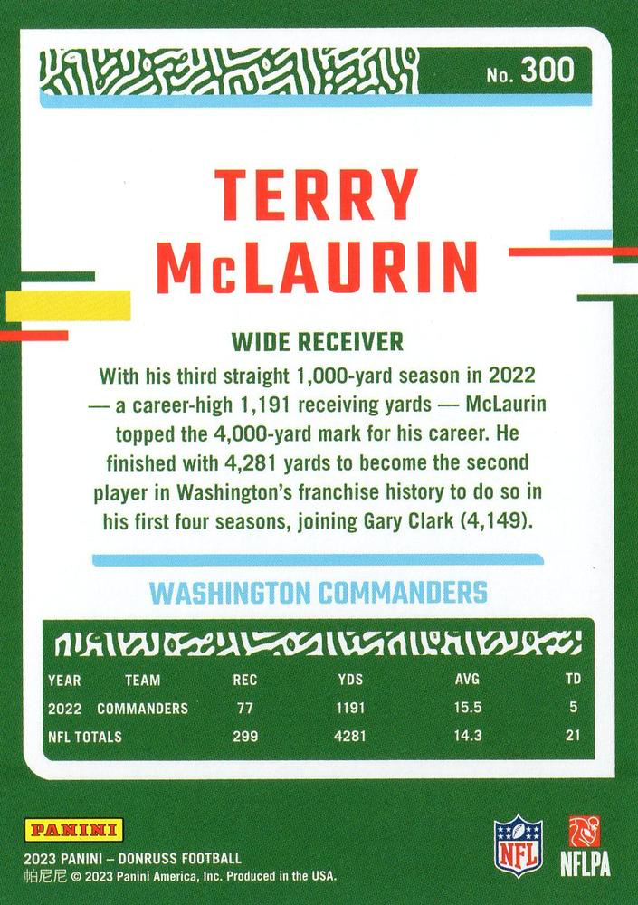 2023 Panini Donruss Terry McLaurin #300 Washington Commanders